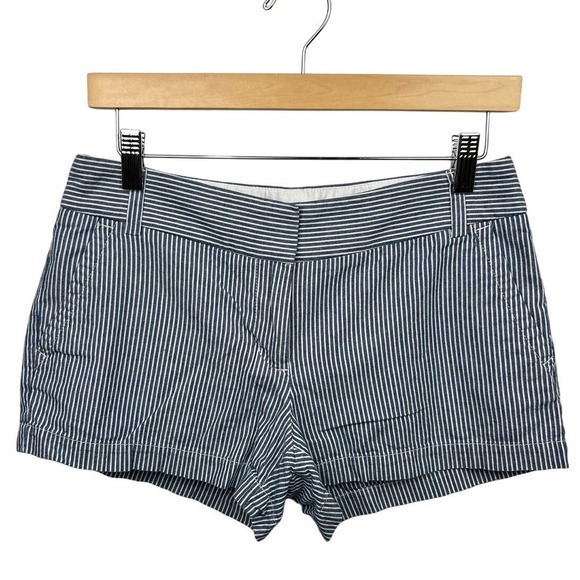 NEW J.Crew Railroad-Stripe Size 4 Chambray Blue White Shorts Striped City Fit - Picture 1 of 5
